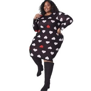 Lane Bryant Heart Jacquard Sweater Dress in Size 10/12